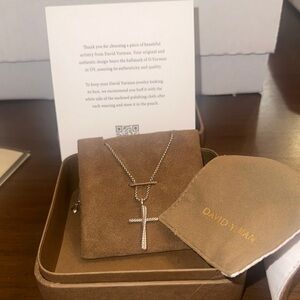 David Yurman Silver Cross Pendant Necklace
